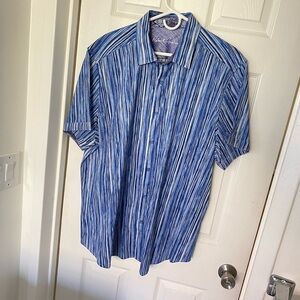 Robert Graham, Men’s Blue and White Striped Shirt, Size 3XL